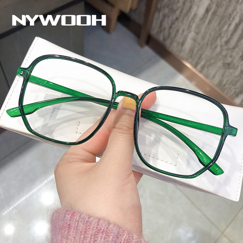 NYWOOH Oversized Anti Blue Light Computer Eyewear Frame for Women Men Square Optical Spectacle Glasses Eyeglasses Frames Unisex