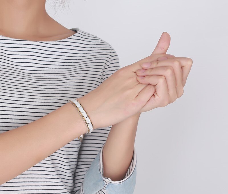 Gorgor Trendy Klassieke Keramische Armband Met Zwarte Steen En Gouden Rand Armbanden Voor Voor Elegante Vrouwen Sieraden CBRM-001