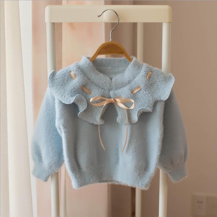 Høst vinter genser klær til jente blomst søt strikk slitasje langermet prinsesse genser barn barn yttertøy jenter strikketøy