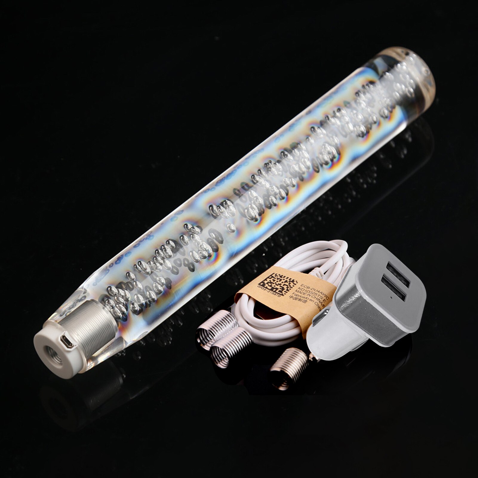 Led lys rgb skift knap stick krystal gennemsigtig boble gear shifter 10cm/15cm/20cm/25cm/30cm multicolor gradient shift knop