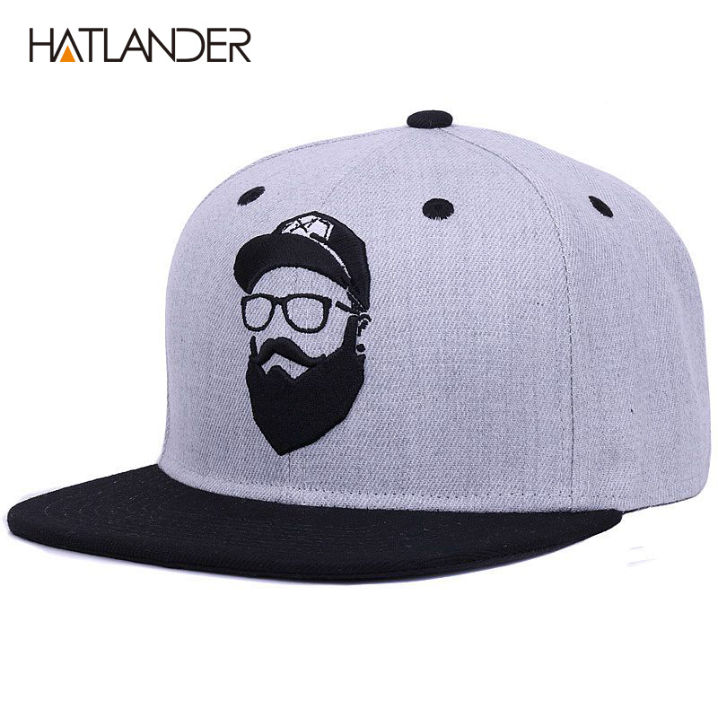 [HATLANDER]Original grey cool hip hop cap men women hats vintage embroidery character baseball caps gorras planas bone snapback: GREY