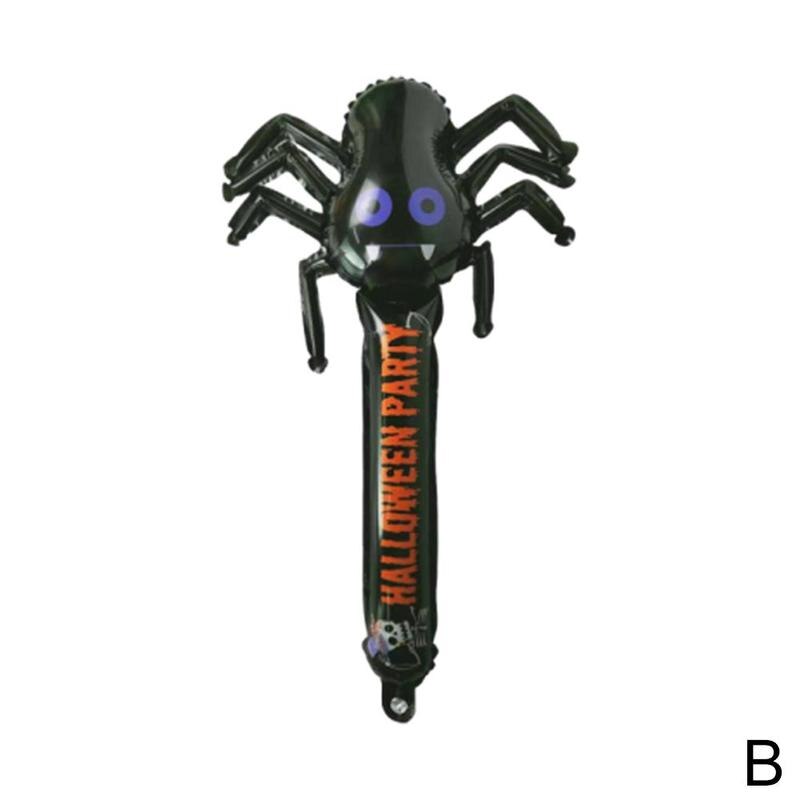 Película de aluminio Halloween cabeza de calabaza bruja palo hinchable partido hecho a mano foto Prop DIY Decoración: B