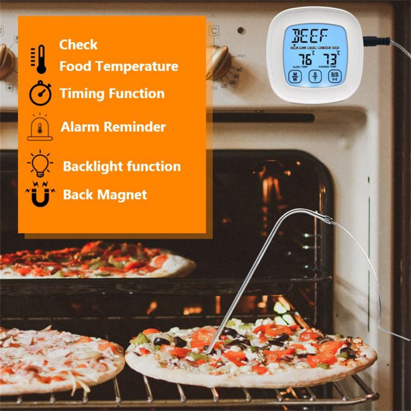 Termómetro de acero inoxidable para horno, medidor de temperatura con pantalla LCD, herramienta de cocina para alimentos y carne, higrómetro, 0 ℃ ~ 250 ℃