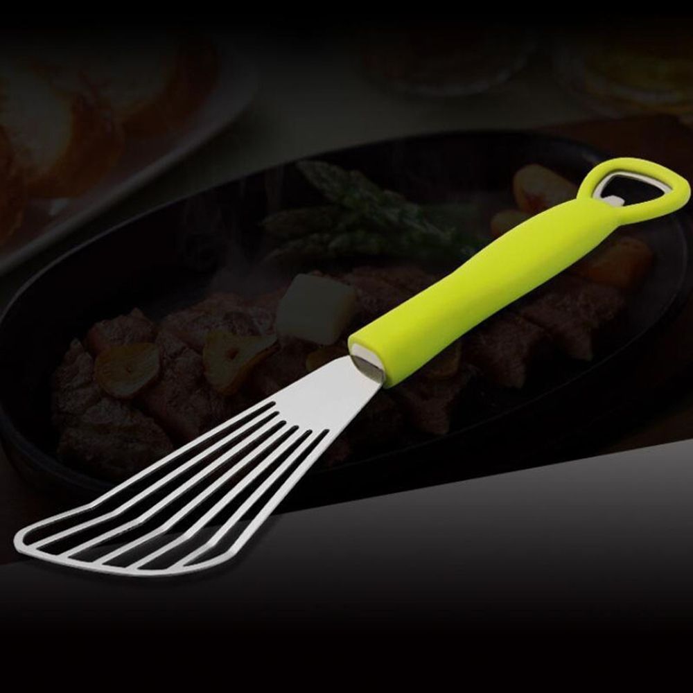 Espátula de aceite de acero inoxidable, pala, multifunción, para salpicaduras de carne, cocina, pescado frito, carne, utensilios de cocina
