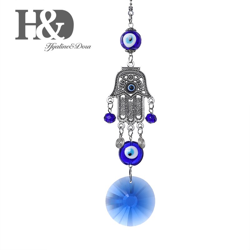 Diy Lucky Hamsa Turkse Blue Evil Eye Crystal Charm Suncatcher Hanger Wind Chime Amulet Thuis Muur Tuin Opknoping Decoratie: DE1915930