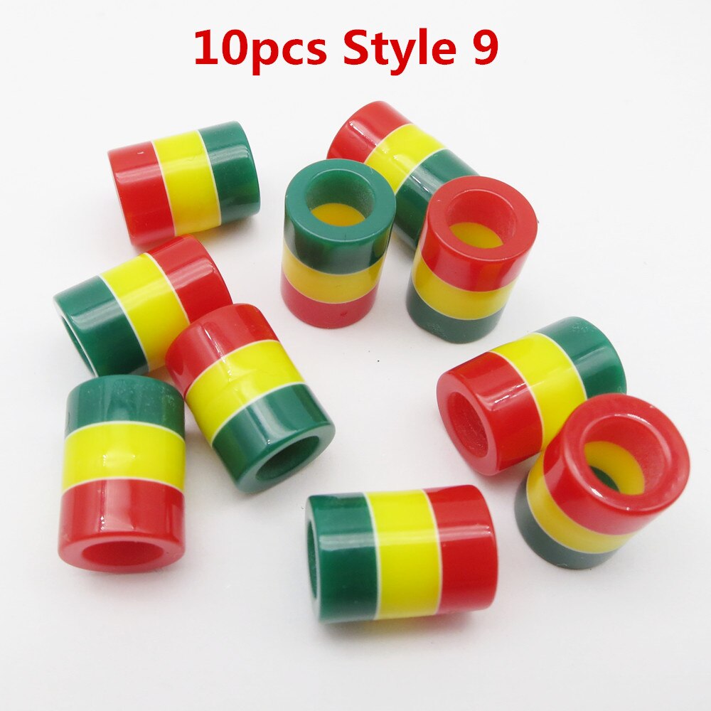 10pcs-30pcs Crochet kids women Braids multi coloured Hair braid Dreadlock Beads rings tube approx 6mm hole for girls Accessories: 10pcs Style 9