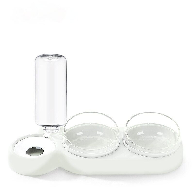 Triple Kom Voor Kat Automatische Feeder Hond Kattenvoer Kom Met Fontein Dubbele Kom Drinker Verhoogde Stand Schotel Kommen voor Kat: White