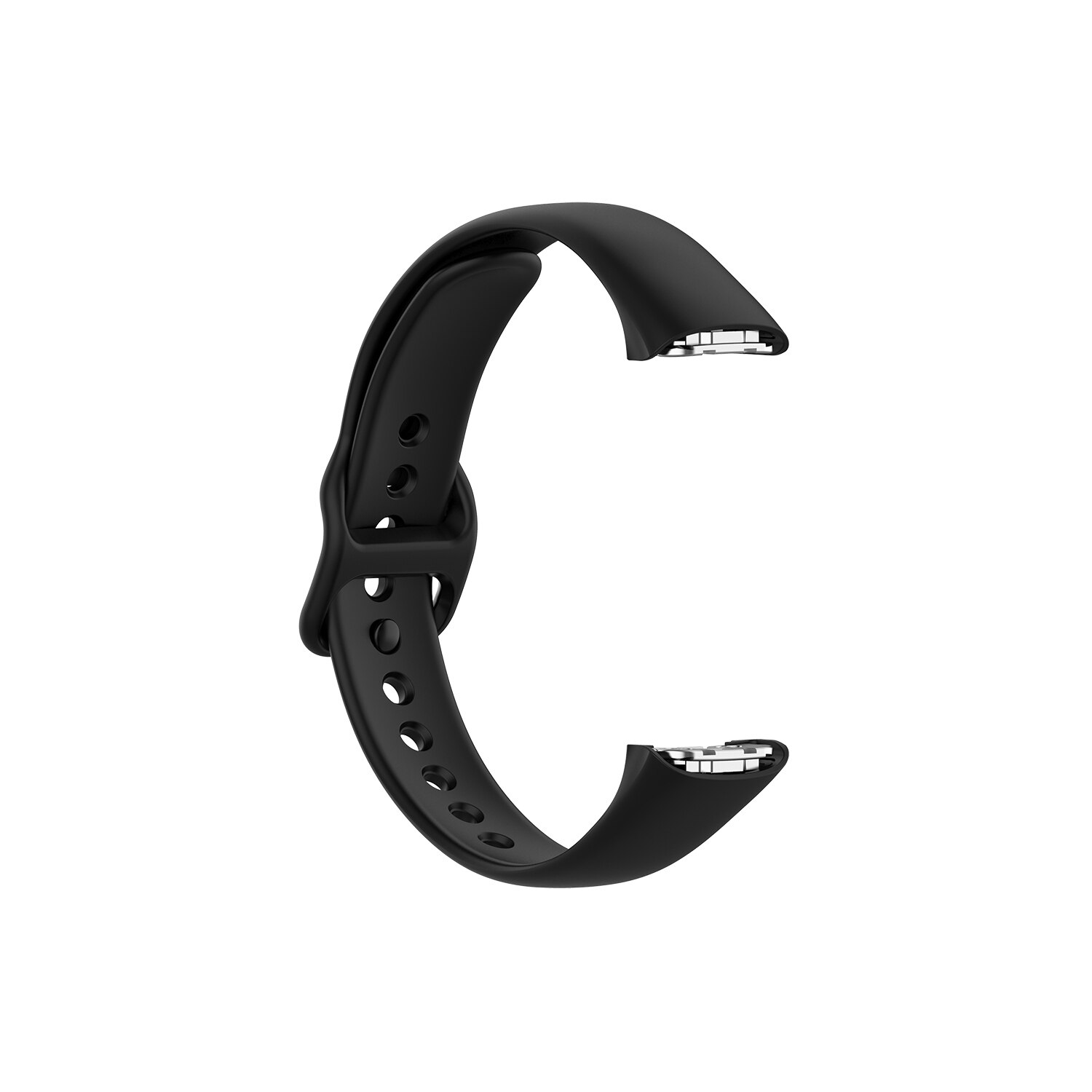 Strap Voor Samsung Galaxy Fit SM-R370 Siliconen Zwarte Gesp Horlogeband Staal Granaatscherf Voor Samsung Vervanging Pols Bandjes: Black