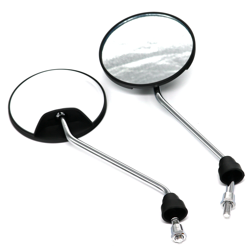 LMoDri Universal Round Motorcycle Rear View Mirrors Moped Scooter Motorbike Side Mirror Clockwise 8mm 360 Degree Convex: WHITE