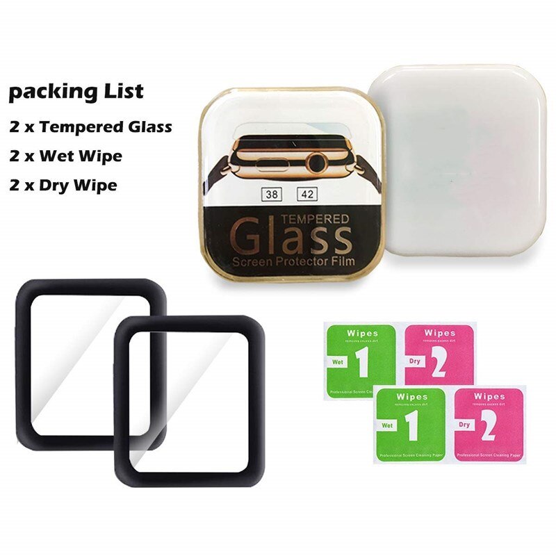 2PCS A Lot For Apple Watch 44MM 40MM Series 4 3 2 1 3D Curved Full Coverage Glass Film For iWatch 42/38MM templered Glass Screen