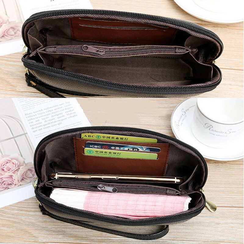 Cartera multifuncional de estilo largo para mujer, billetera de piel sintética, monedero, tarjetero