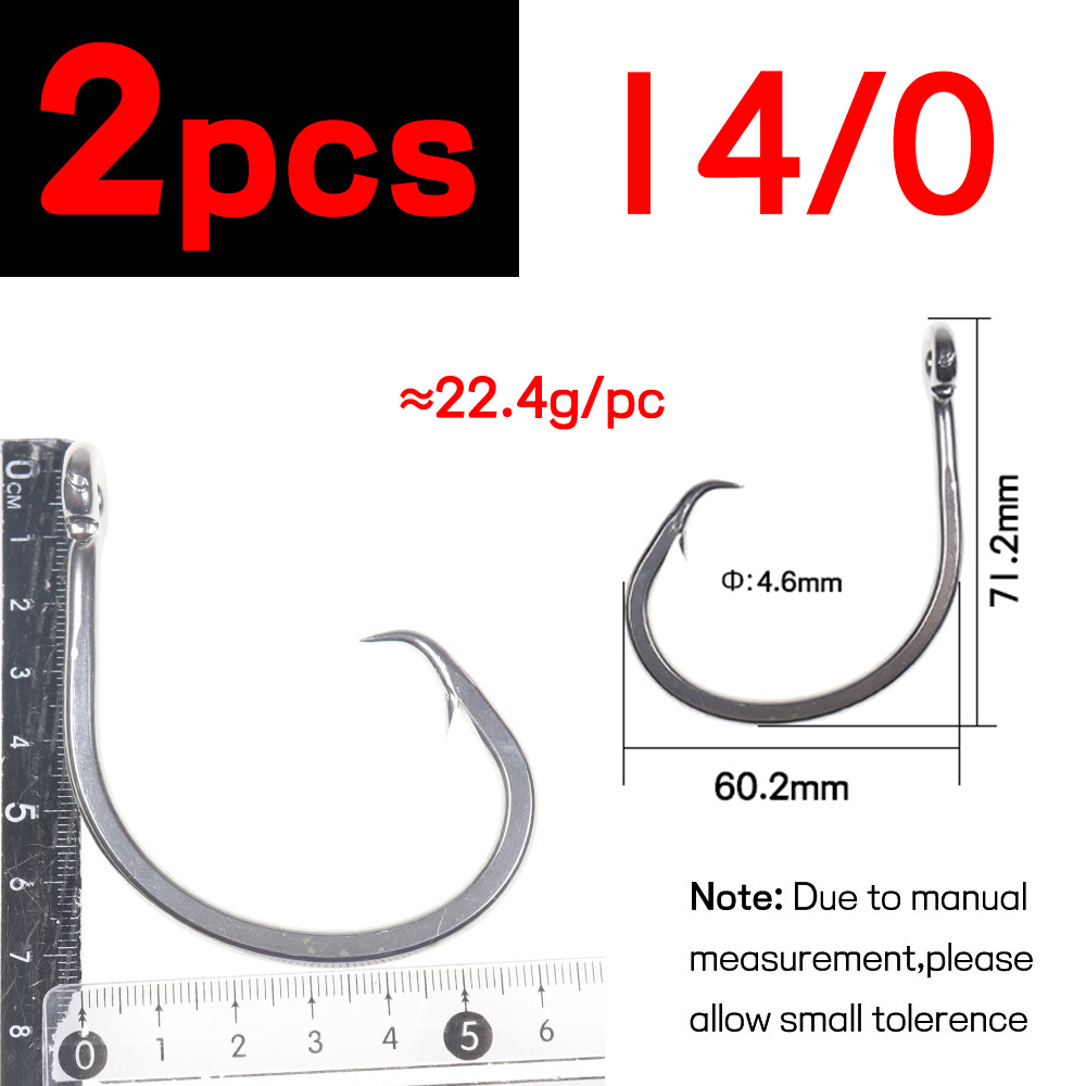 Elllv-anzuelo circular de acero inoxidable para pesca en agua salada, anzuelo de cebo de juego grande para pesca de curricán, atún, tiburón, 6/0 - 18/0: Verde