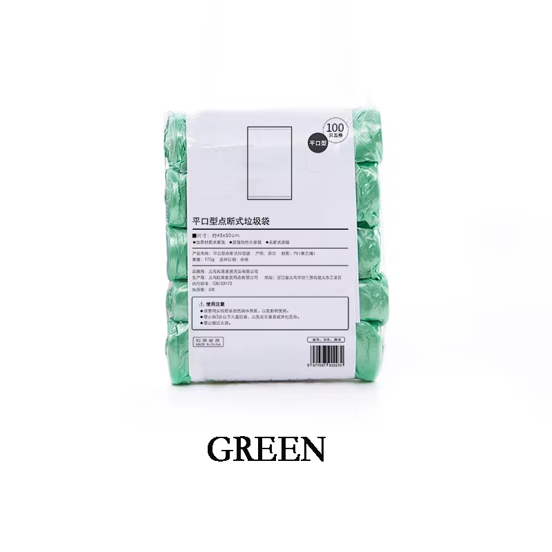 5 Rolls/Pack Meerdere Kleuren Draagbare Plain Vuilnis Vuilniszak Vuilnisbak Liners Voor Badkamer Toilet Slaapkamer Kantoor toilet: groen