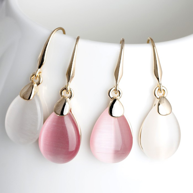 wihite Pink Moonstone earring earrings for women Simple style Korean jewelry