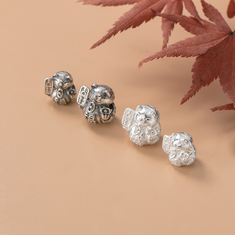 Meetsoft klassisch 925 Sterling silber niedliche glückskatzen-anhänger, speziell für diy-handarbeiten, halsketten, armbänder und accessoires