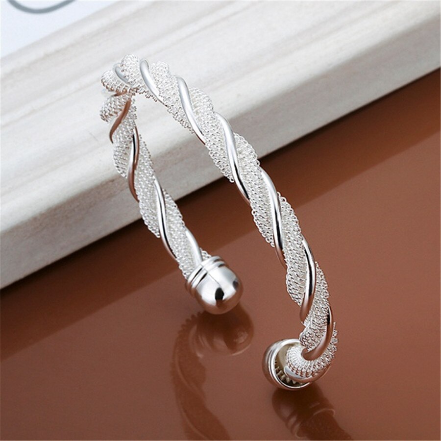 Jule sølvfarge smykker vakre kvinnelige wire mesh armbånd armbånd smykker for kvinner menn  b020
