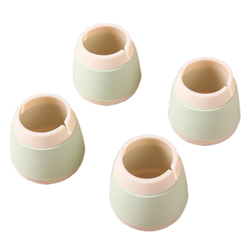 4PCS/SET Silicone Non-slip Table Chair Leg Caps Square/Round Shape Furniture Floor Feet Cover Protector Pads: Round Light Green