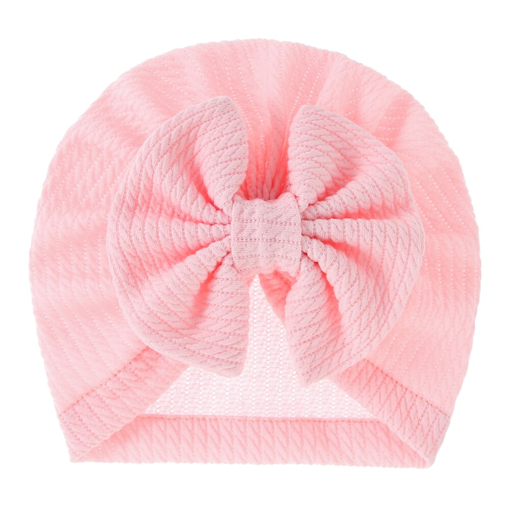 Chapeau Turban élastique pour bébé fille, en coton doux, avec nœud papillon, couleur unie, pour -né, printemps: 6