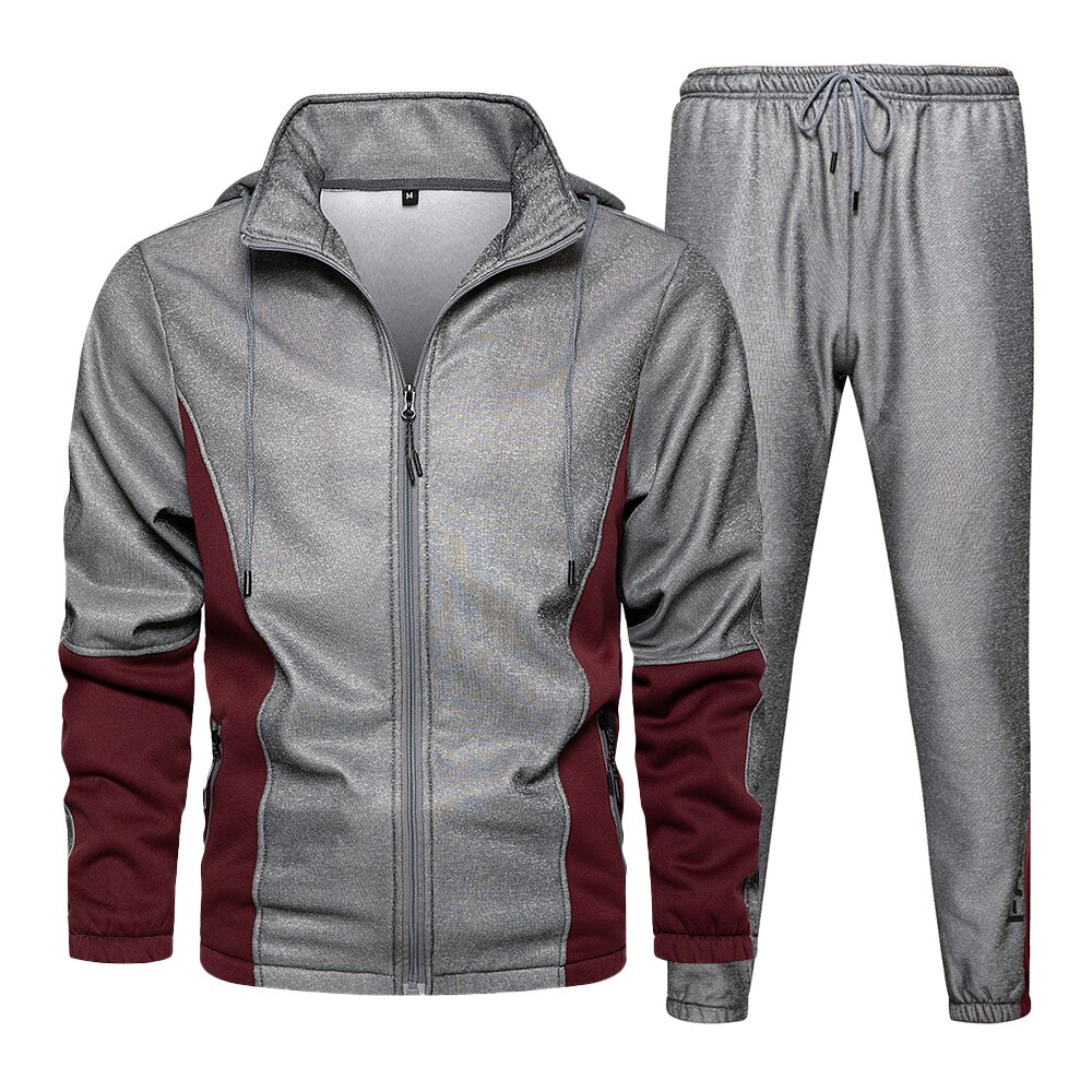 Herr höst träningsoverall färgblock svettdräkter 2 delar set outfits herr sportkläder kläder herr outfit set löpar dräkt