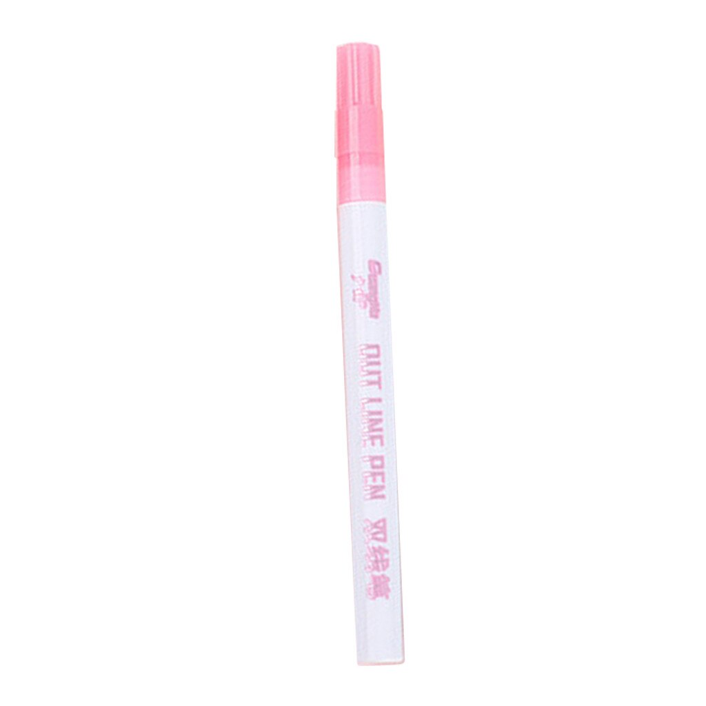 Card Writing Drawing Double Lines Outline Pen Out Line Pen Fine Liner Marker Calligraphy Lettering Scrapbooking Pen#p7: Pink 