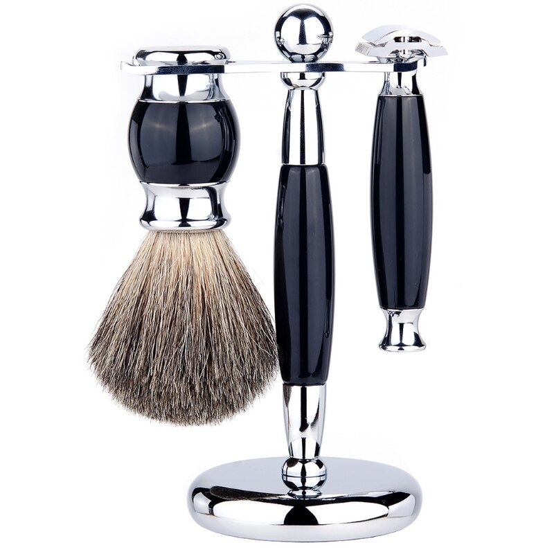 Kit de rasage manuel pour hommes, brosse de nettoyage de barbe, support de rasoir, ensemble d'outils de toilettage