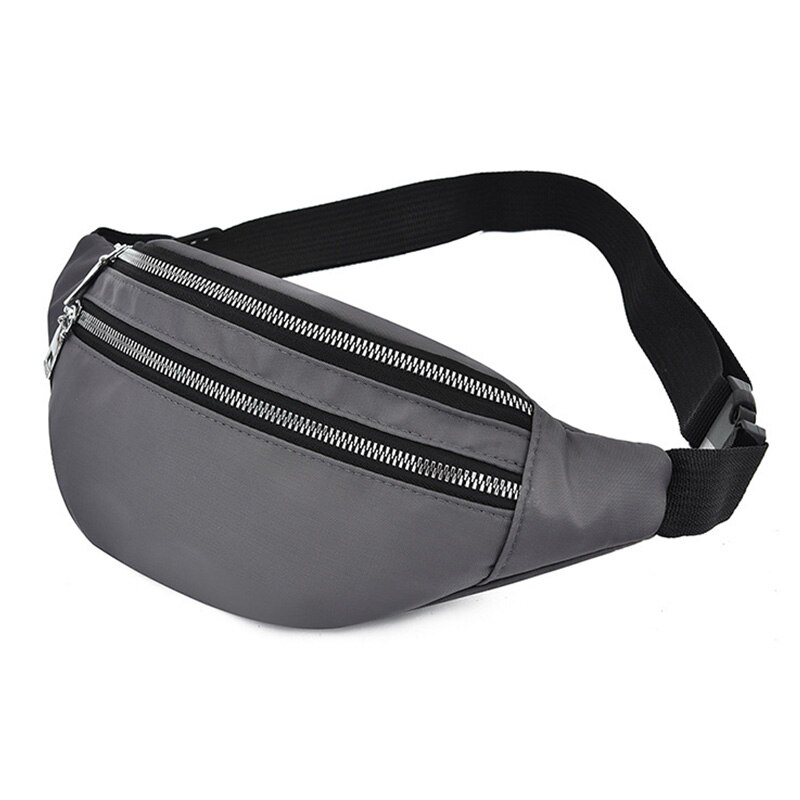 Ensfarvet taljetaske til kvinder vandtæt fanny pack kvindelig bæltetasker brystpakke multifunktions taljepose pung  zy859: Grå talje taske