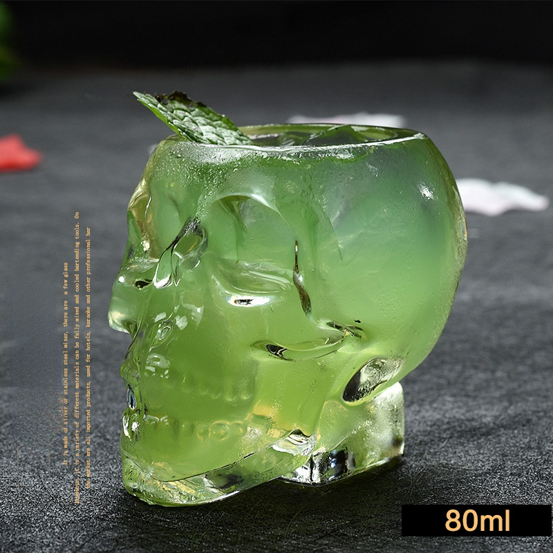 Verre à vin crâne pour cocktail, 300ml, pour fête, spécial Halloween, whisky , vin rouge: 80ml