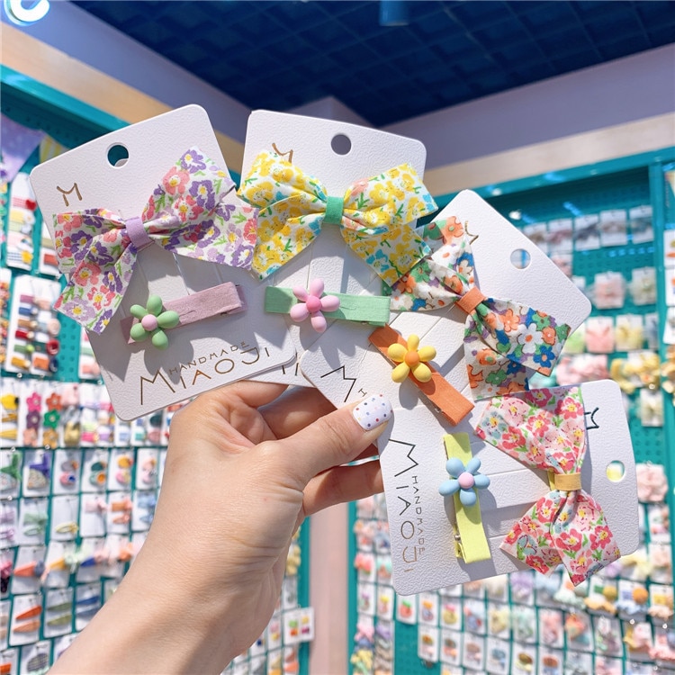 Poco cereza bordado Hairhpin para niñas Plaid impresión Pasador para pelo de lazo para los niños del bebé del pelo de Clip para el cabello accesorios herramientas