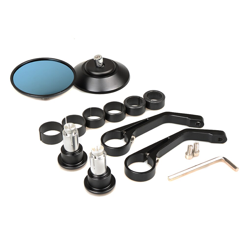 Universal Motorrad CNC Aluminium Blau Glas Rückansicht Seiten Runde Spiegel Griff Bar End Spiegel Racing adapter Für Street Bike