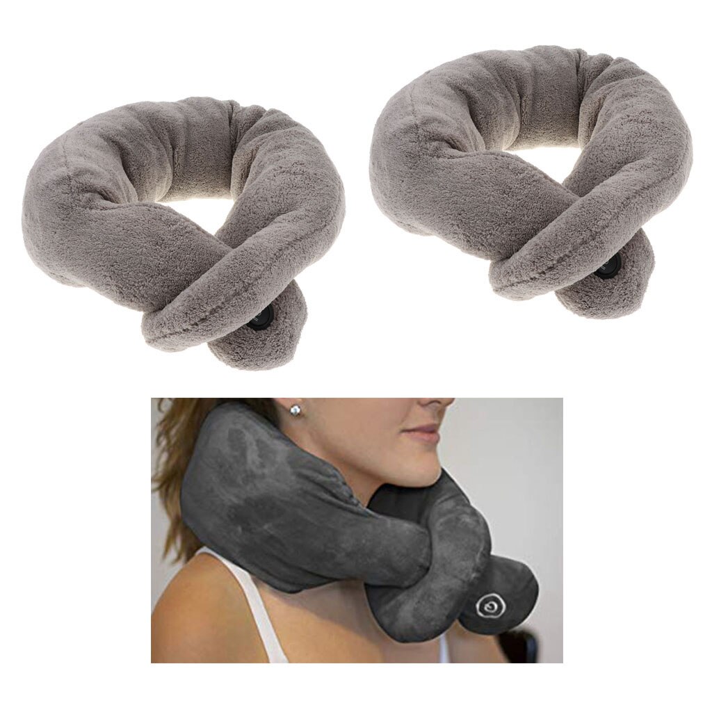 2 Piece Travel Neck Pillow Wrap Massage Headrest for Office Library Airplane
