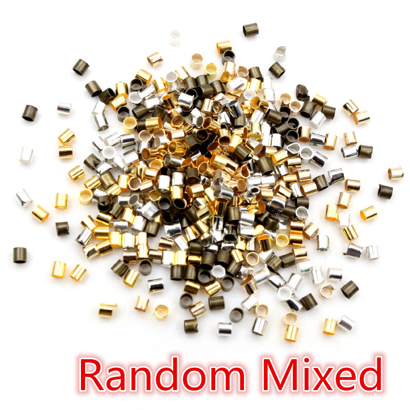 500pcs 1.5 2.0mm Or Argent Couleur Tube Crimp End Perles Bouchon Spacer Perles Pour Collier Fabrication de Bijoux DIY conclusions Fournitures: L / Rose