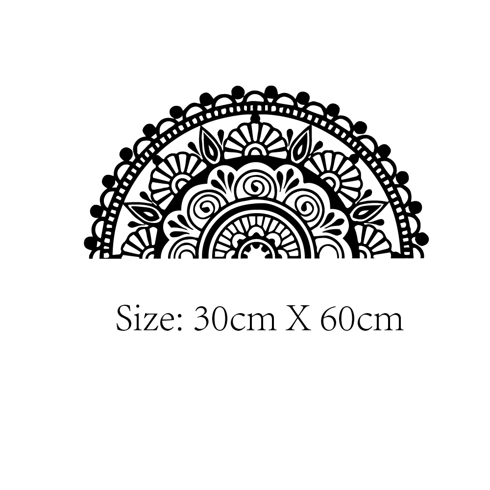 Demi Mandala autocollant Mural pour maison tête de lit pour méditation Yoga amovible vinyle autocollant Art Mural salon chambre murale: H41-2