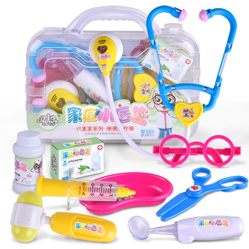 Kids Speelgoed Arts Set Baby Koffers Medische kit Cosplay Tandarts Verpleegkundige Simulatie Geneeskunde Box met Pop Kostuum Stethoscoop