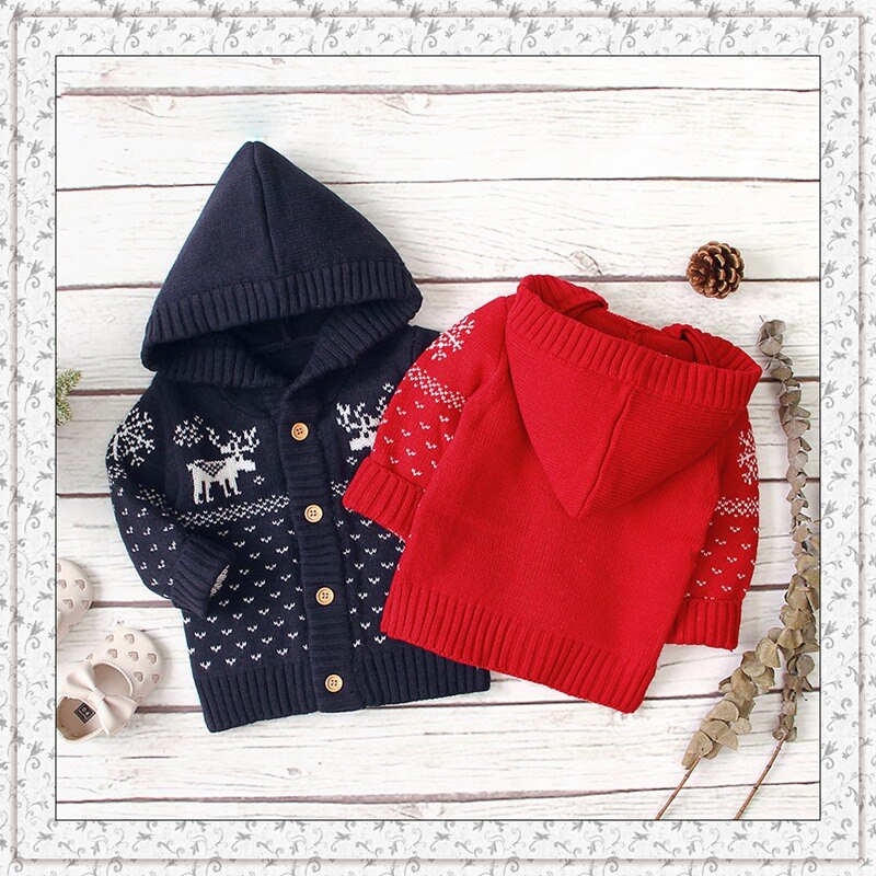 Kids Truien Truien Hooded Kerstmis Peuter Baby Jongen Meisje Winter Kleding Jas Denken Wollen Vest Baby Jaar Kleding