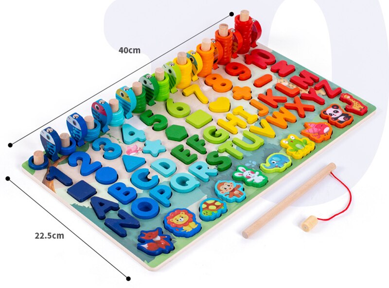 3D Wooden Toys Montessori Magnetic Fishing Digital Shape Matching Blocks Educational Toys For Children Busy Board Math Preschool: 805D