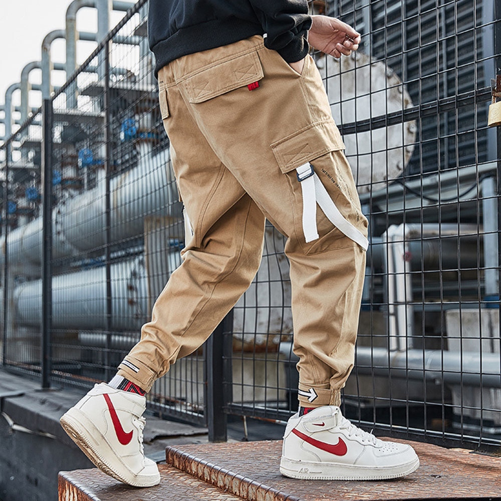 Harajuku Japanese Joggers Harem Pants Cotton Cargo Pants Hip Hop Joggers Sweatpants Streetwear Men