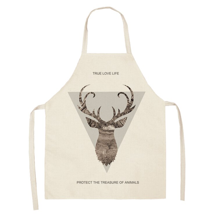Hertenletter geometrische keukenschorten voor vrouwen katoenen linnen slabbetjes huishoudelijke schoonmaakschort thuis kookschort 53*65cm wql 0197: 2wq- wql 0191-10