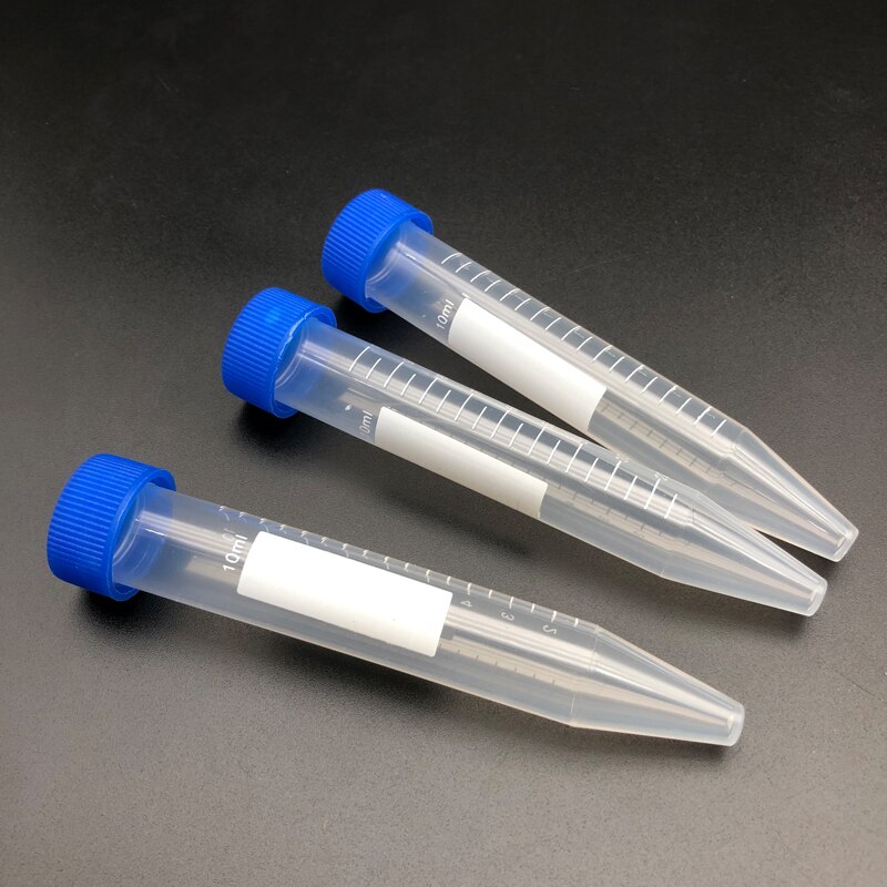 Tubo de ensayo de centrífuga de fondo plano con tapón de rosca de plástico, 20 piezas/Pack10mL, tubos centrífugos de escala, accesorios de laboratorio