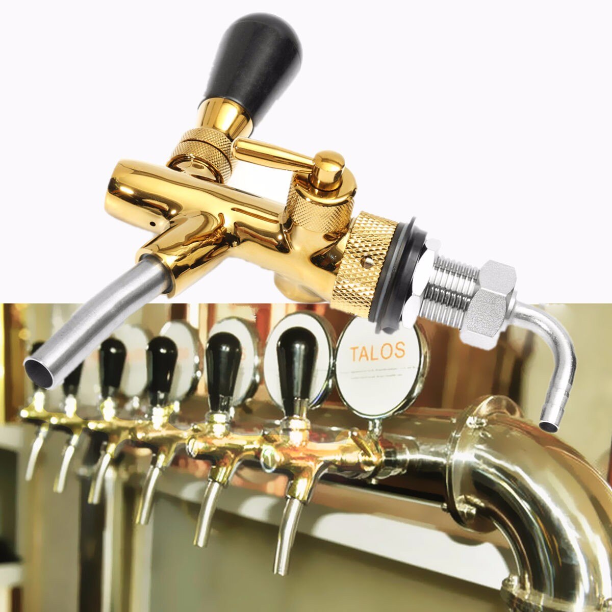 Verstelbare Gouden Bier Kraan Tap G5/8 Schacht Flow Control Chrome Rvs Tapbier Kraan Voor Bars Thuis bier