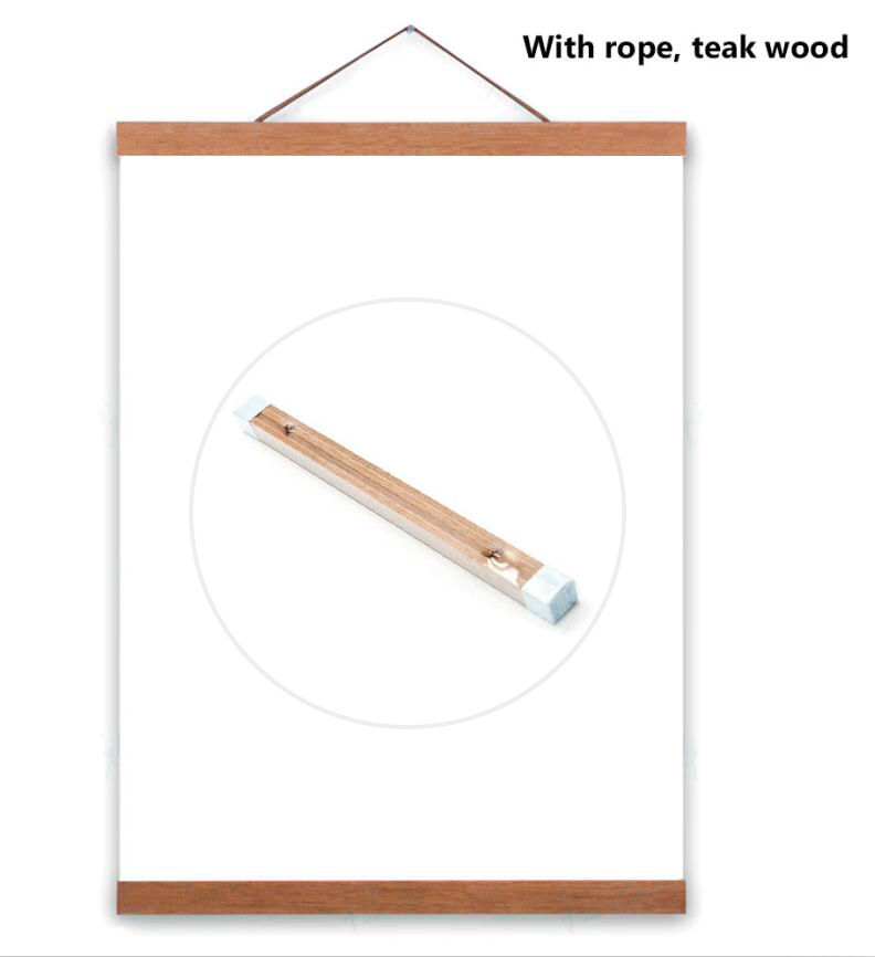 A3 a4 maten canvas schilderij magnetische houten hanger houten lijst fotolijst canvas posterlijst kunsthanger kerstdecoratie: Touw bruin / 50cm