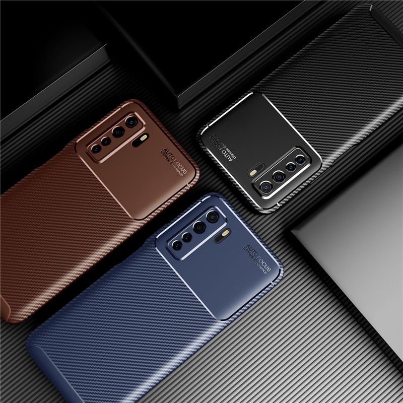 For Huawei P40 Lite 5G Case Anti-Knock Silicone Carbon Fiber Cover For Huawei P40 Lite 5G Phone Case Huawei P40 Lite 5G Shell