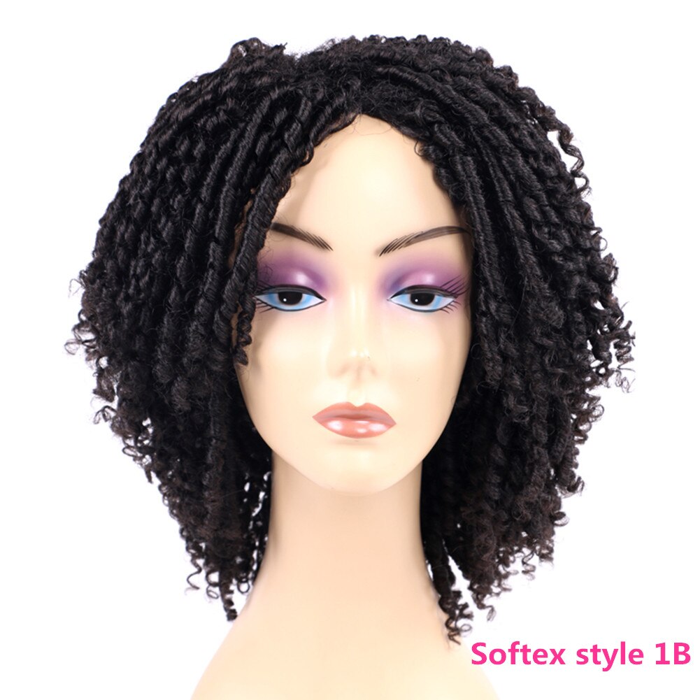 Pervado cabelo 14 "parte média peruca de cabelo sintético dreadlocks para mulheres africanas preto marrom bug ombre crochê alma locs tranças perucas: #1B