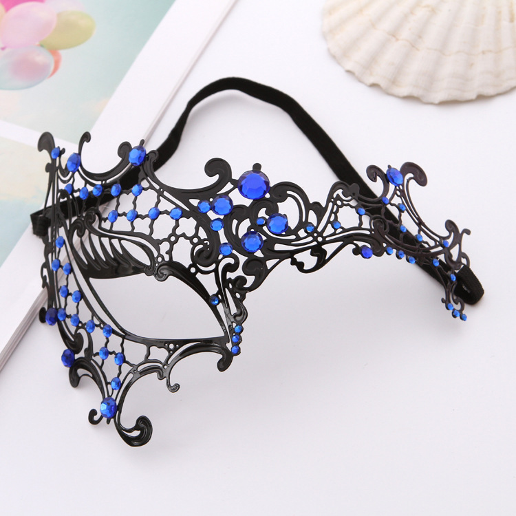 Halloween Venice Masquerade Masks Women Party Carnival Mask Venetian Iron Hollow Sexy Mask Woman Costume Masker Maske Masque: Blue