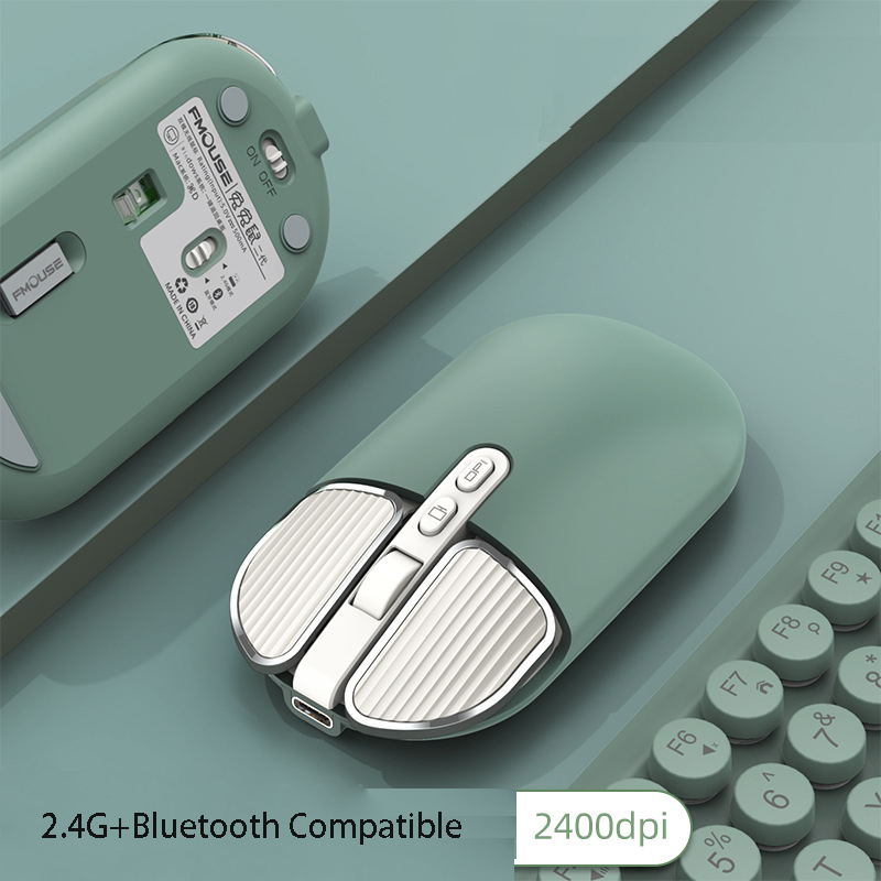 Mini souris sans fil 2.4 ghz, compatible Bluetooth, mignonne, muette, pour Macbook, Rechargeable, pour PC, ordinateur portable, bureau, souris de jeu: vert