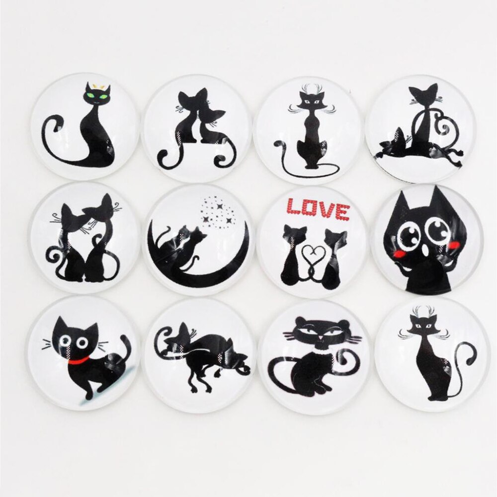 10pcs 25mm Mixed Cat Cut Handmade Photo Glass Cabochons Pattern Domed Jewelry Accessories Supplies: F5-45