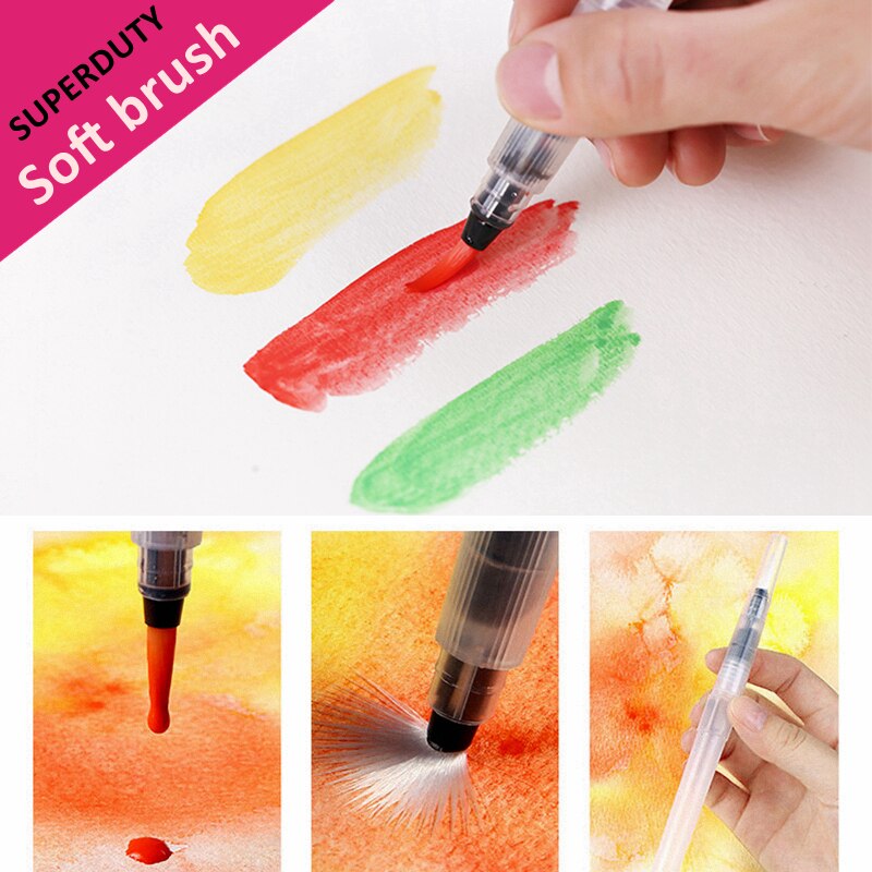 6 Pcs Draagbare Markers Kwast Water Kleur Borstel Zachte Aquarel Borstel Pen Voor Beginner Schilderij Tekening Art Supplies