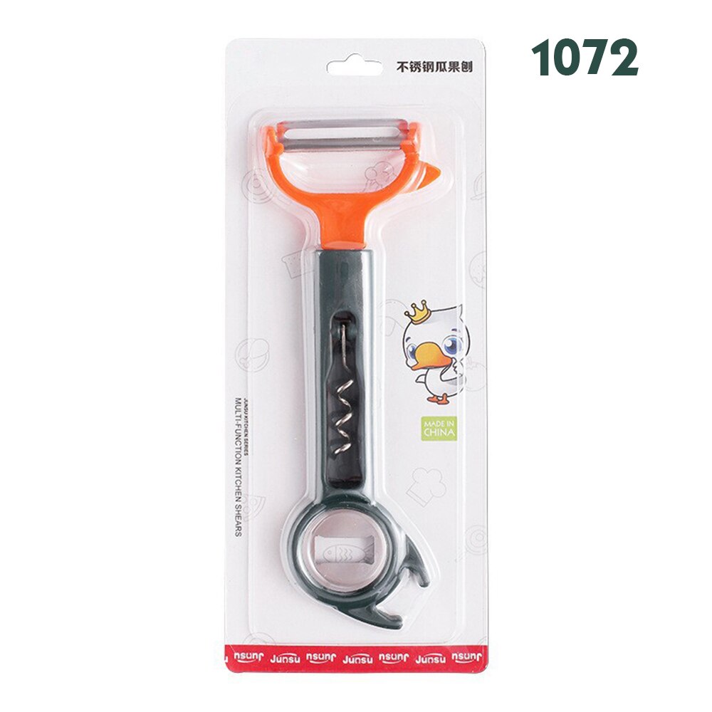 3 in 1 Fruit Vegetable Peeler Stainless Steel Multipurpose Bottle Opener Manual Carrot Potato Grater for Home Cooking Use NIN668: C