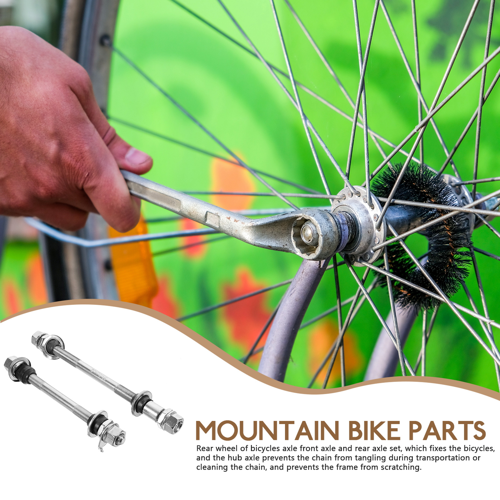 2Pcs Axle Road Bike Rear Repair Tool Mountain Front Shaft Iron Parts Bike Axle Wear-Resistant Bike Axle Mountain Bike Parts