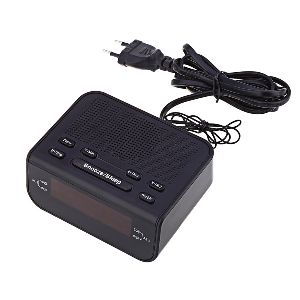 LED Display Digital Alarm Clock AM / FM Radio Clock Snooze Function EU Plug