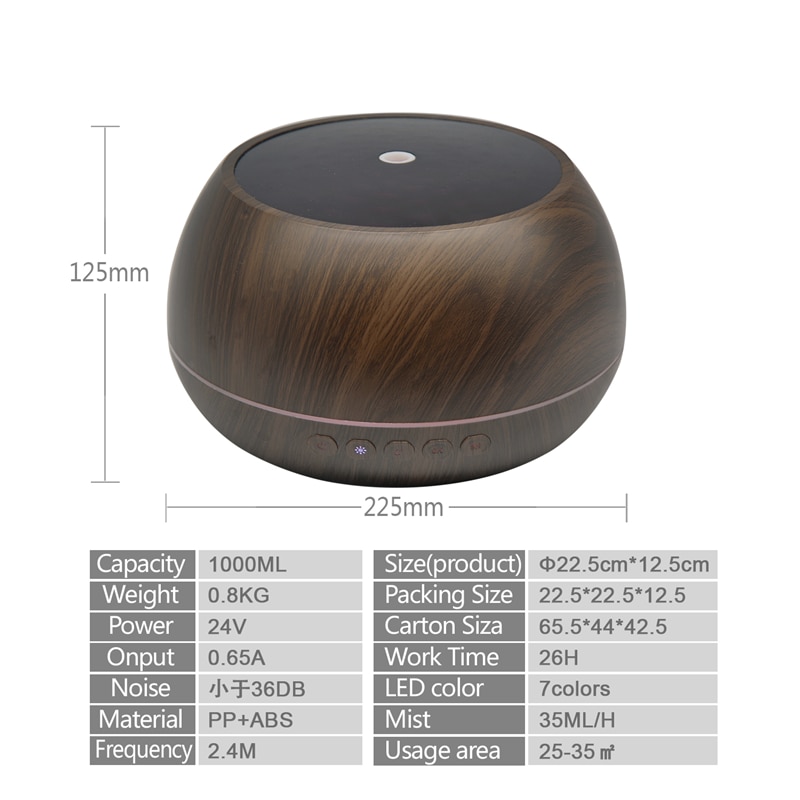 1000ML Multimedia Anion Essential Oil Diffuser With 7 Color Light Air Purify Wireless Stereo Speaker Aroma Diffuser For Home